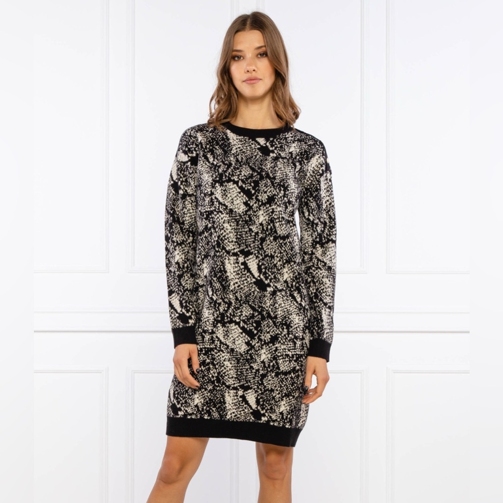 Liu Jo Black Python / Snake Long Sleeve Sweater Dress Size M - Picture 2 of 12